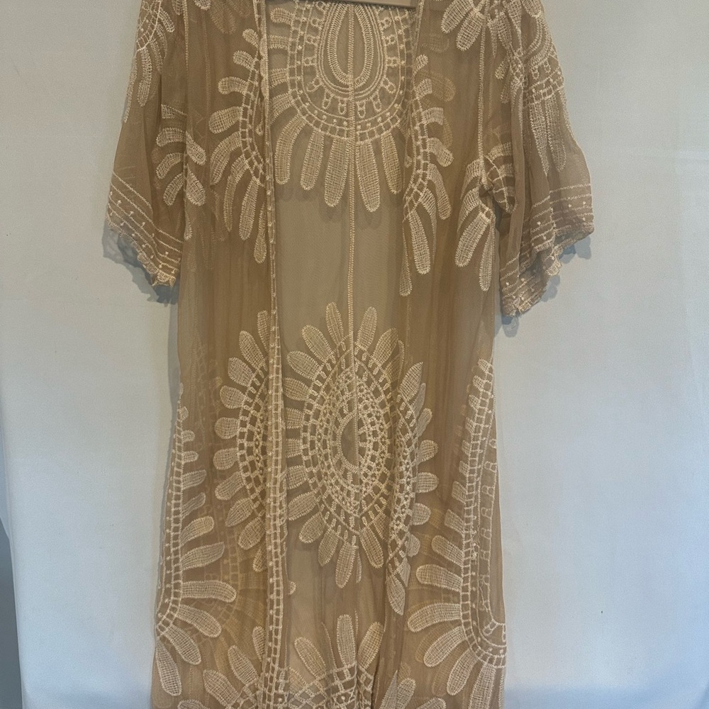 Rebellion Sheer Beige Embroidered Cover-Up